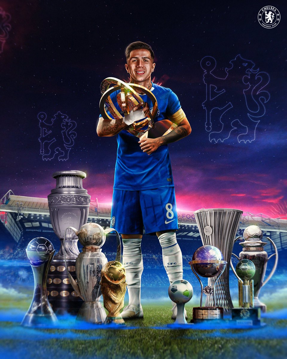 AtaqueFutbolero's tweet photo. Ufff, este póster de Chelsea con Enzo Fernández y los trofeos que ganó a los 24 AÑOS.

LOCURA TOTAL. 🚬 https://t.co/L6Tamr4KXC