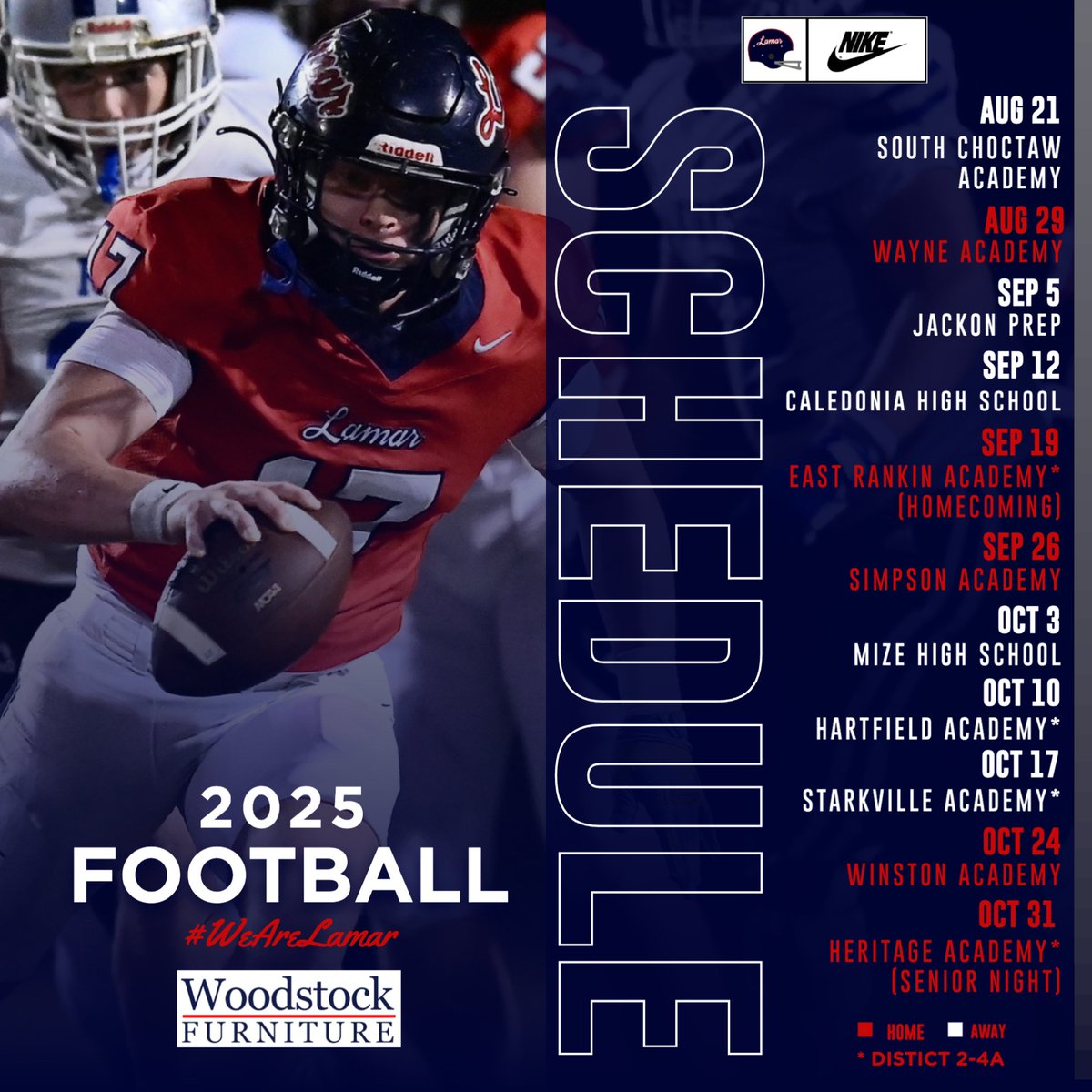 LamarSchool_fb's tweet image. 🚨Updated 2025 Football Schedule🚨
➡️ South Choctaw has been moved to Thursday, August 21st
⏳Countdown is on ... 39 MORE DAYS⌛️
#WeAreLamar