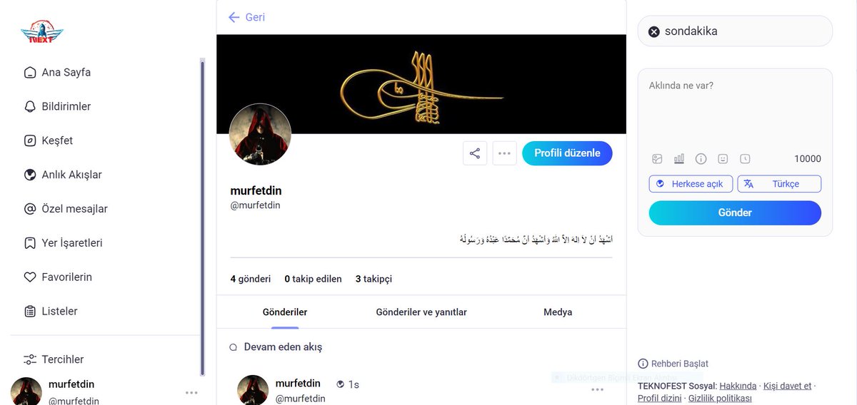 Teknofest Sosyal medya platformu açıldı. 
Beta sürümü devrede.
Siz de yerinizi alın... 
HAYDİ GELİN TAKİPLEŞELİM...
👇
sosyal.teknofest.app/@murfetdin