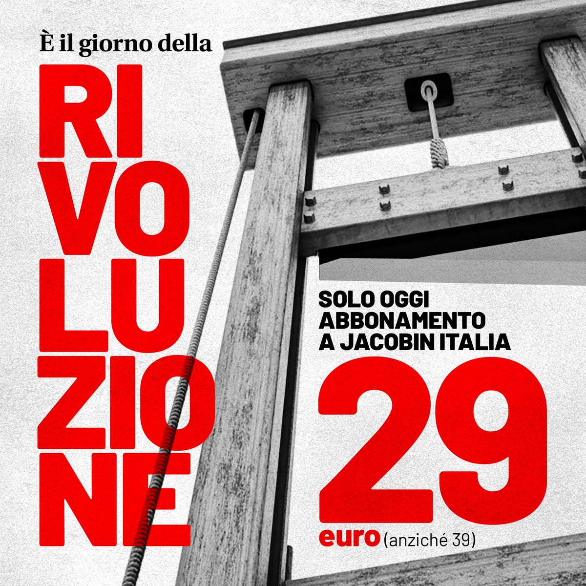JacobinItalia's tweet image. Chi diventa giacobina o giacobino il giorno della presa della Bastiglia l&apos;abbonamento a Jacobin Italia costa 29 euro anziché 39.
L&apos;offerta, riservata ai nuovi abbonamenti, dura fino alla mezzanotte del 14 luglio.
👉 jacobinitalia.it/prodotto/abbon…