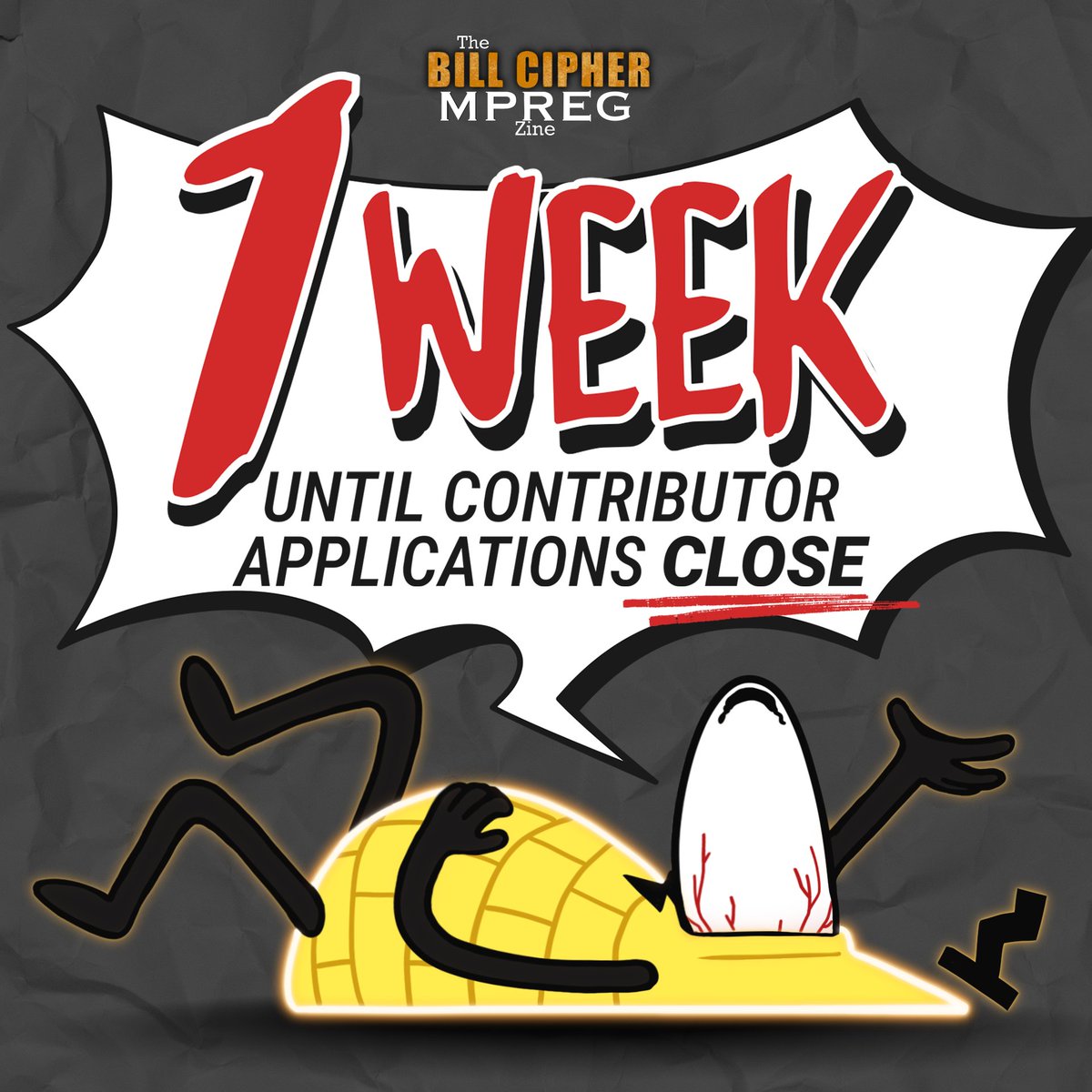 Don't miss out on the birth! Contributor Applications for the Bill Cipher MPREG Zine are closing in 1 WEEK!

We are looking for passionate Artists and Writers of all kinds! 👁

Want to help bring the miracle of Bill Cipher MPREG to life? Apply here!
forms.gle/APWPCVWkCGdJ2N…