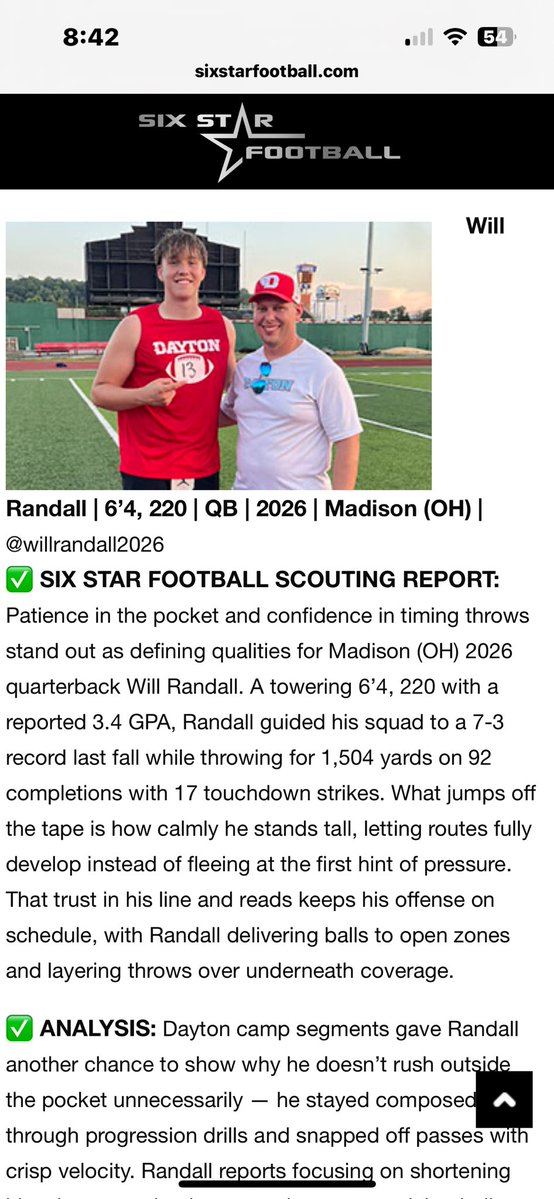 willrandall2026's tweet image. thank you for the write up!!!! @sixstarfootball @CoachOrts @BradMaendler