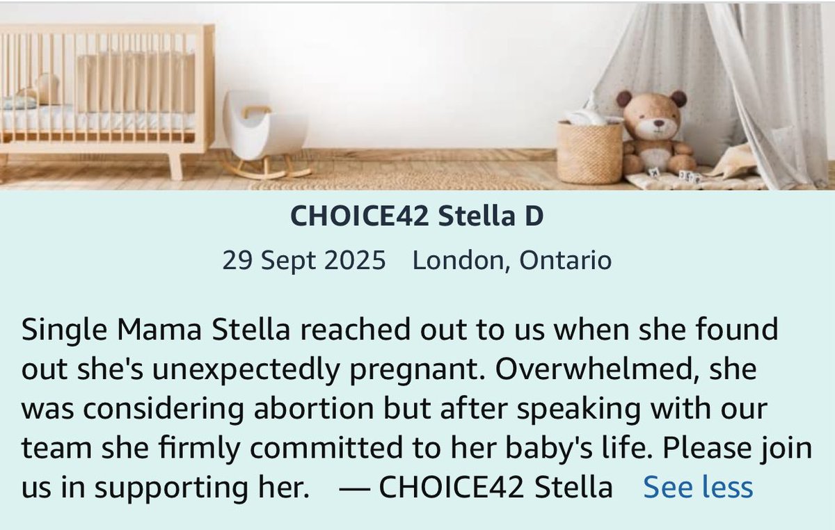ChoiceForTwo's tweet image. Please join us in supporting Mama Stella as she makes the right choice.
amazon.ca/baby-reg/choic…
#chooseyourbaby #abortionismurder