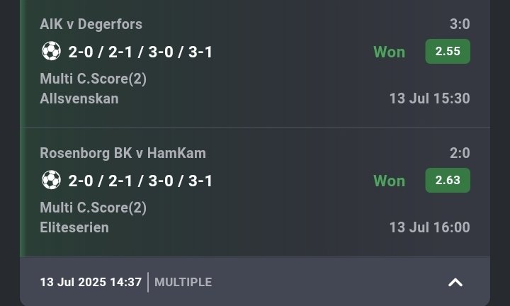 7 odds WON! ✅️ #Bet9jaCode 

Congrats if you played. 👏🏾