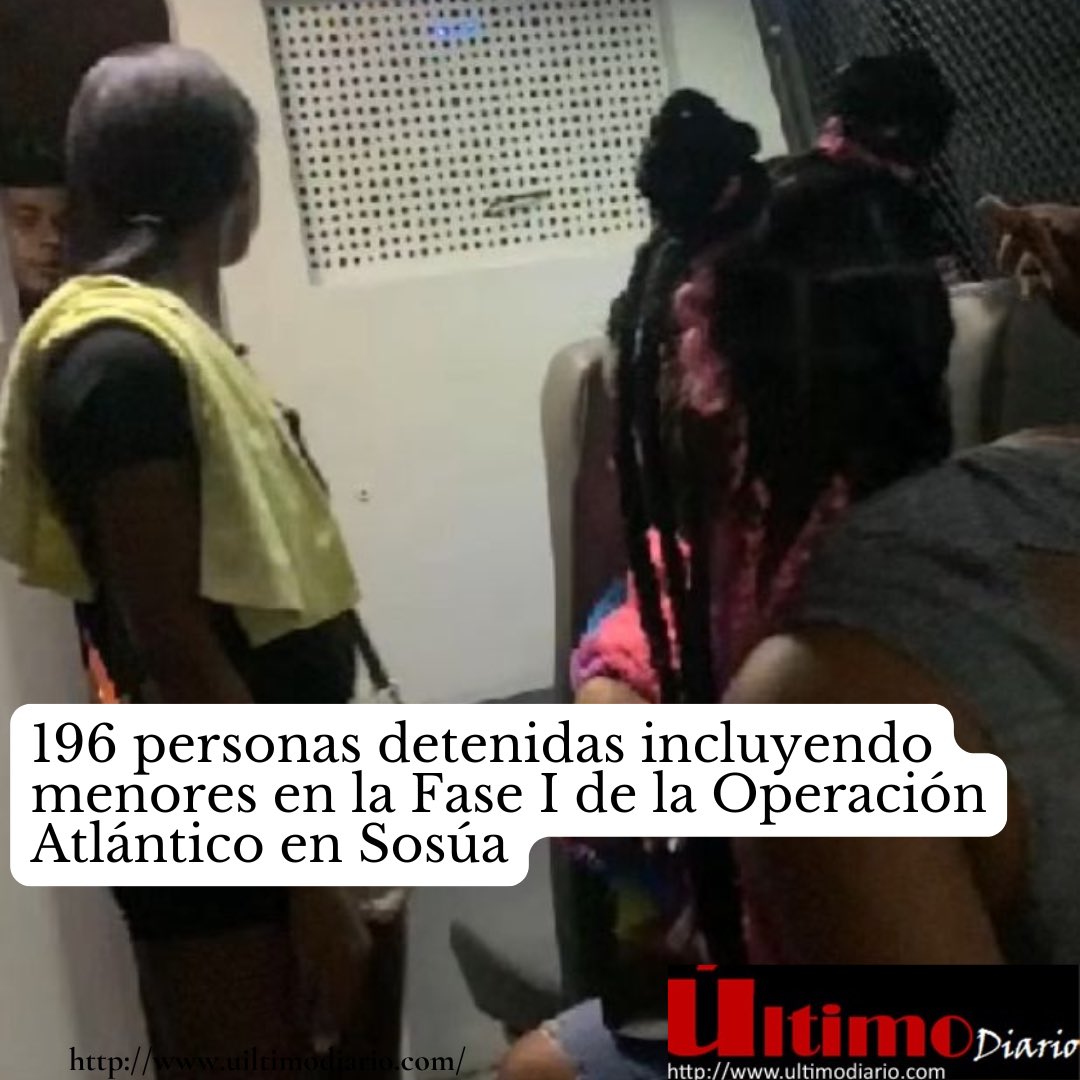 196 personas detenidas incluyendo menores en la Fase I de la Operación Atlántico en Sosúa llevada a cabo por el Ministerio Público en ese municipio, donde se realizaron 29 allanamientos, e intervinieron 12 pensiones, en Sosúa.

ultimodiario.com/verNoticias.as…