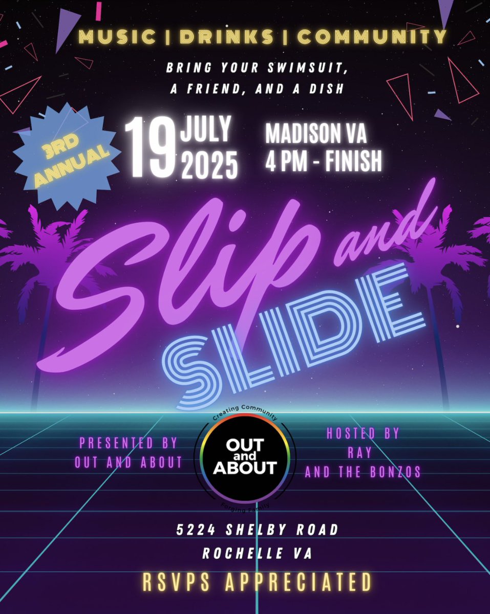Queer and/or ally in central Virignia?
Come slip and slide with us!

conta.cc/3ZLawzZ