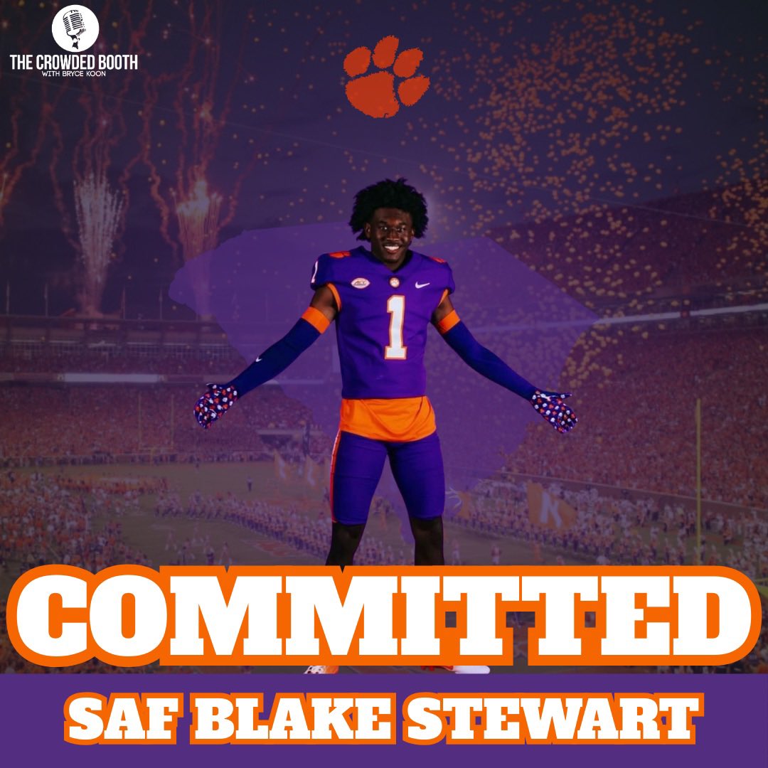 thecrowdedbooth's tweet image. 4⭐️ Blake Stewart commits to #Clemson over Miami and Michigan
The Woodward Academy (Ga.) product has tallied 112 Total Tackles, 3 INT’s, and 11 Pass Deflections thus far
#ALLIN 🐅