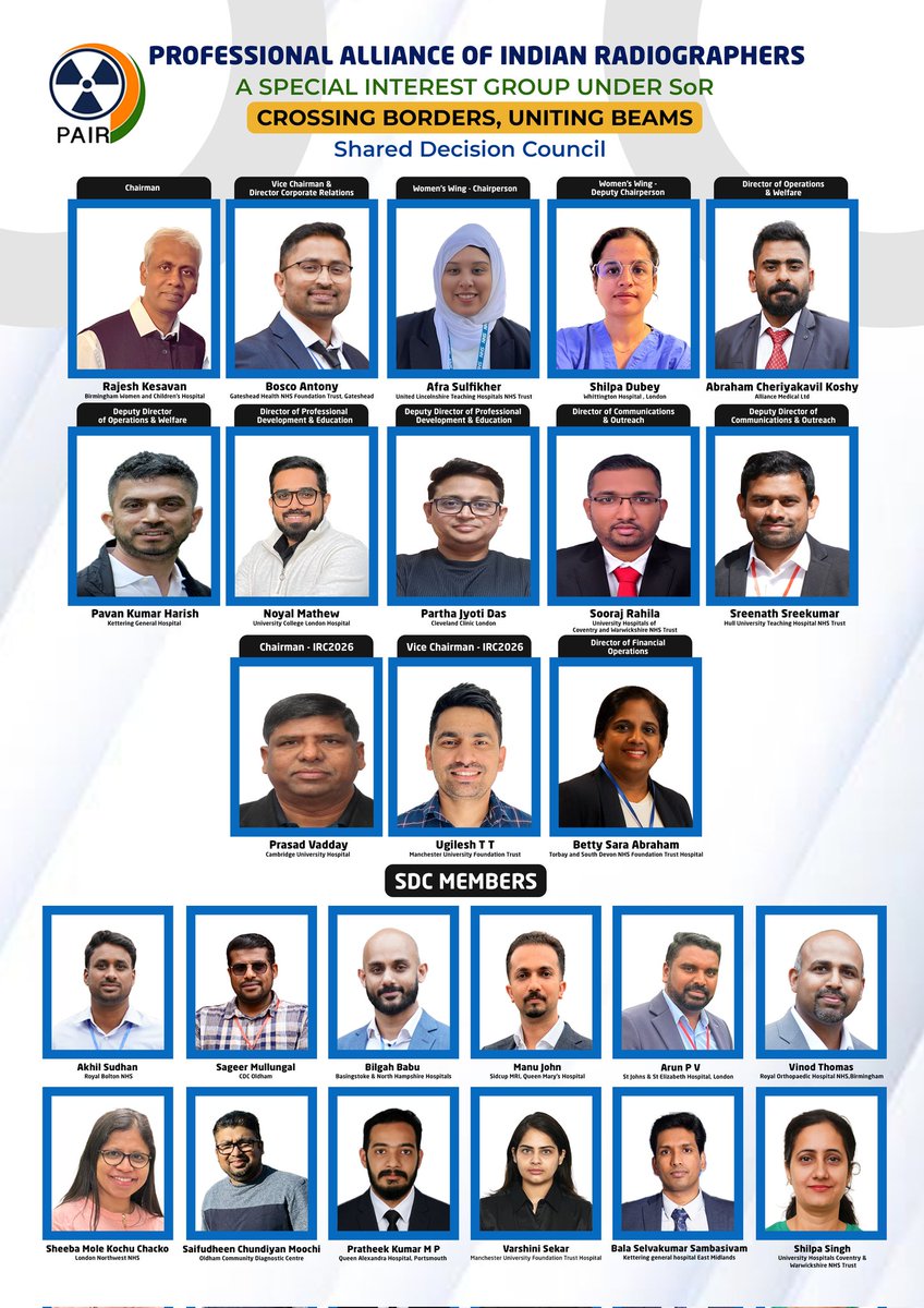 PAIR_UK's tweet photo. Professional Alliance of Indian Radiographers (PAIR), UK, Announces New Leadership Team at IRC2025. 
For more details: https://t.co/fRfQq3QRQg https://t.co/N5LLUezeOx