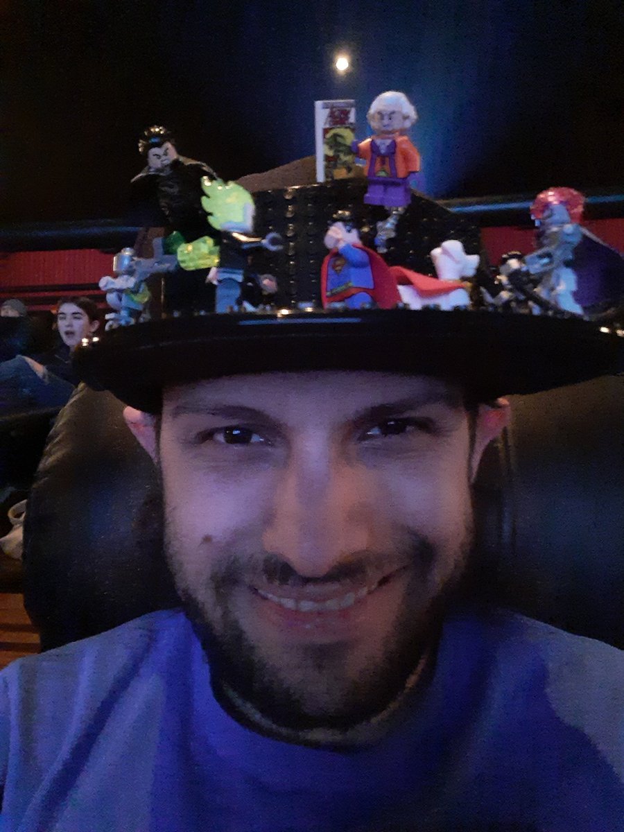 Now seated for #SupermanMovie , went extra hard on the #LegoHat for today!