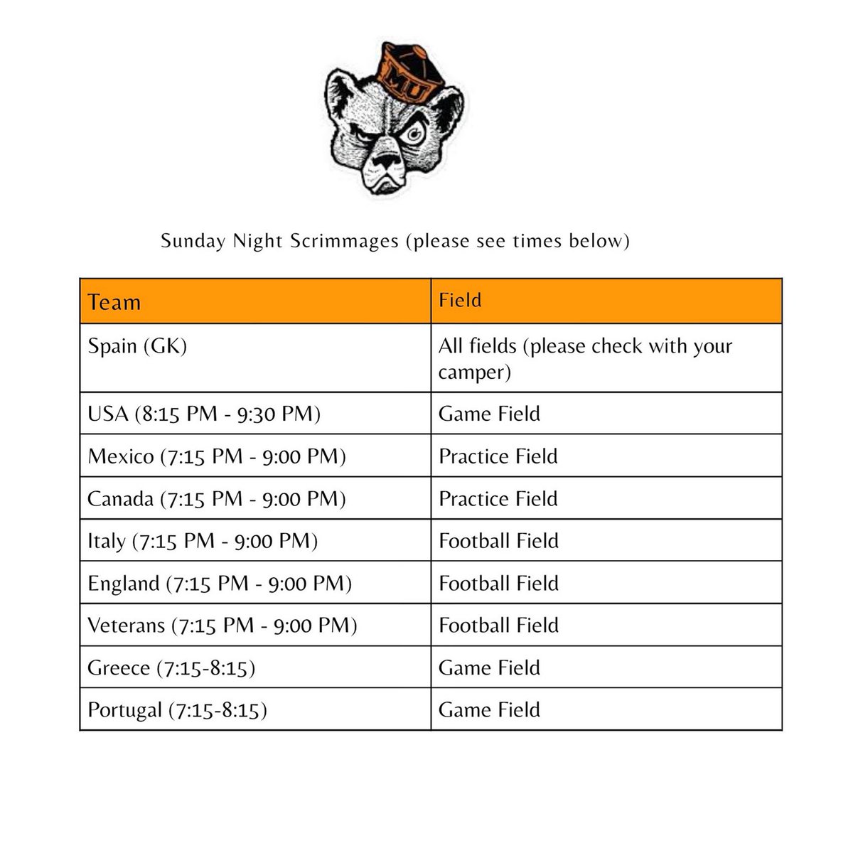 MercerWSoccer's tweet image. Schedule for tonight’s scrimmages!