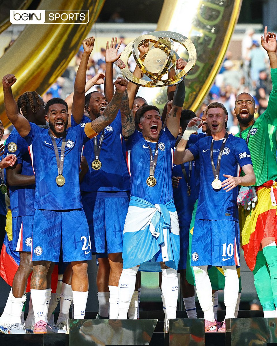 beINSPORTS's tweet photo. 🏆 تشلسي يصنع التاريخ ويتوج بلقب كأس العالم للأندية للمرة الأولى في شكلها الجديد بمشاركة 32 فريقاً ! 💙🌍

#كأس_العالم_للأندية #تشلسي #باريس_سان_جيرمان https://t.co/3zqjHSOazd