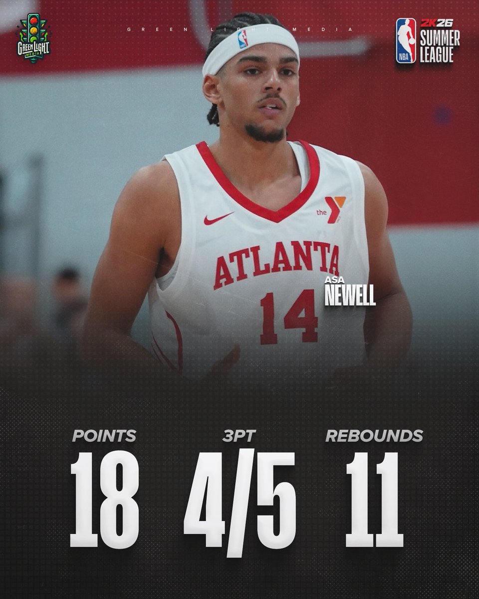 greenlightbball's tweet photo. Asa Newell ARRIVED in his second #NBASummerLeague game today!! 😳🔥

The crafty big has flashed his ability to stretch the floor &amp; protect the rim. 

Is the Georgia draftee the next Chris Bosh? 🤔⬇️ https://t.co/GYrxwsGTzI
