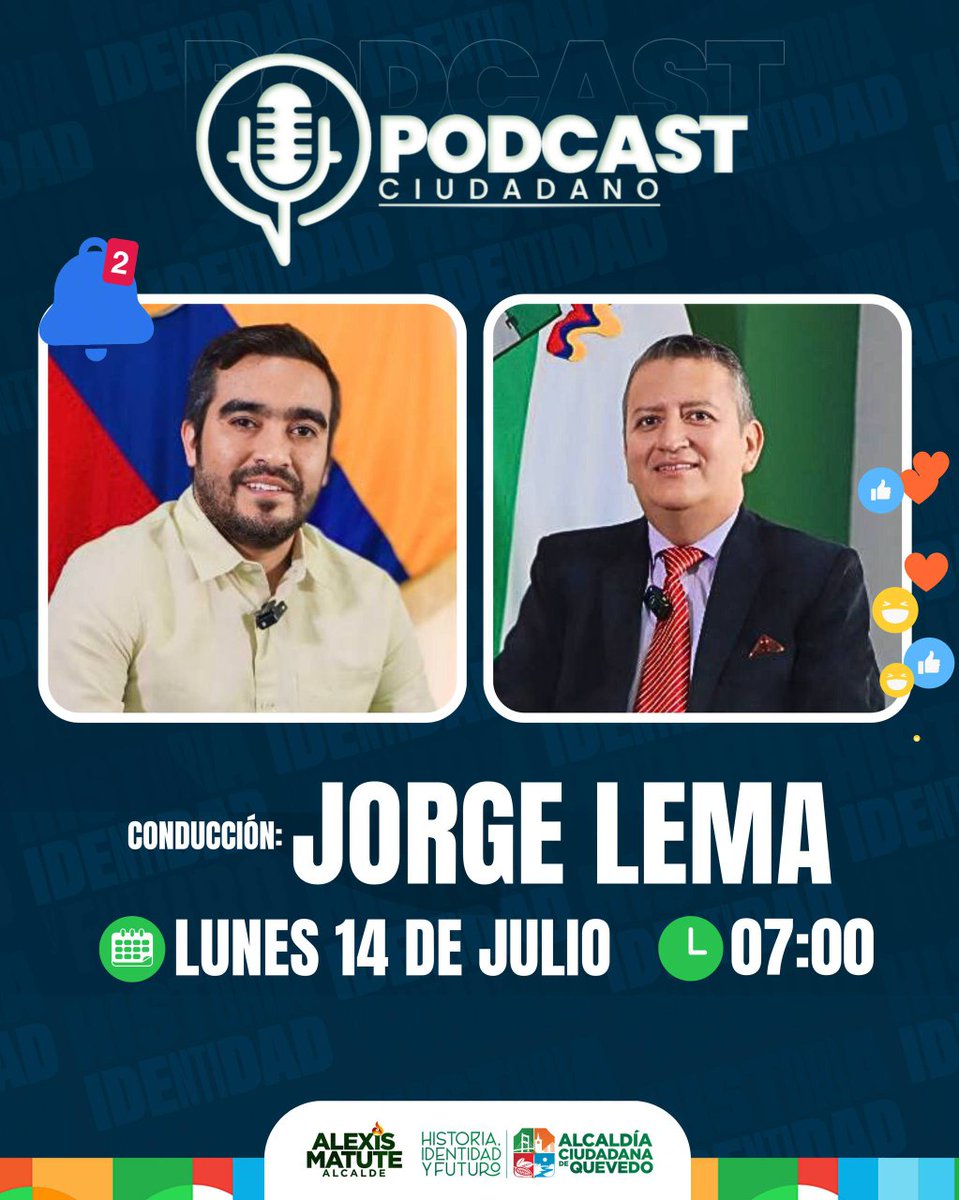 🧔🏻‍♂️🎙️Listos para arrancar una nueva semana de labores informando a la ciudadanía a través de nuestro #PodcastCuiudadano ✅

📆 Los esperamos mañana lunes 14 de Julio desde las 07:00 🕖 a través de nuestras redes sociales institucionales 👨🏻‍💻