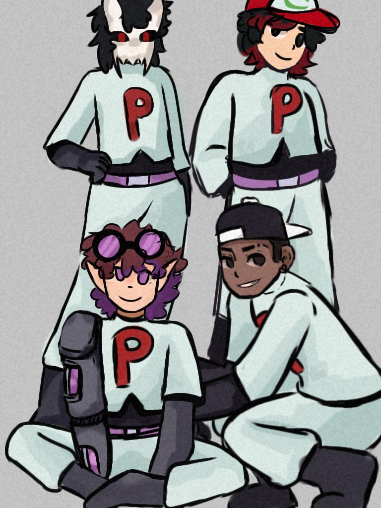 Peztie333's tweet photo. - Equipe Pokezikas !! 
(Tentei fazer eles com a roupa da equipe Rocket)

( @Nait_ofc @ameizim @pedrux__ @Mendrakee )
#lendascobblemon #quartetojornada https://t.co/erfyv1TNdY