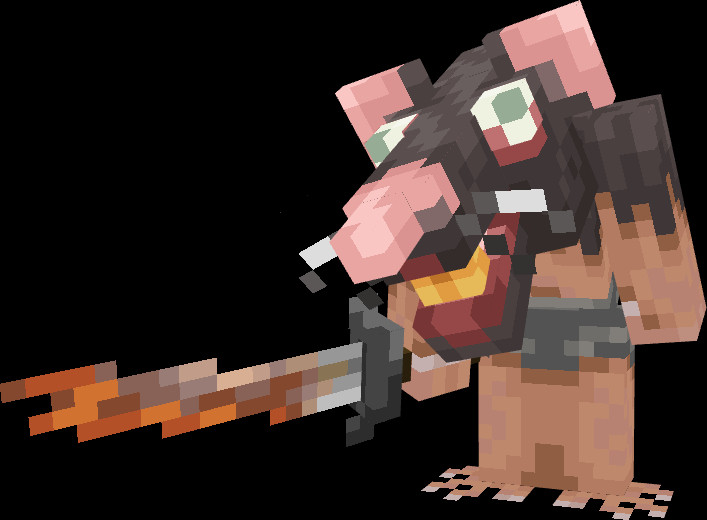 TorregrossaArts's tweet photo. Ratmen - Afflicted by a curse, they skulk around deep below ground. Their bacteria-ridden mouths inflict poison with their bites, and their rusted blades can inflict Tetanus.  If offered cheese, they become a temporary ally to aid in battle. #pixelart #minecraft #art #blockbench https://t.co/3NCCNHwF7D