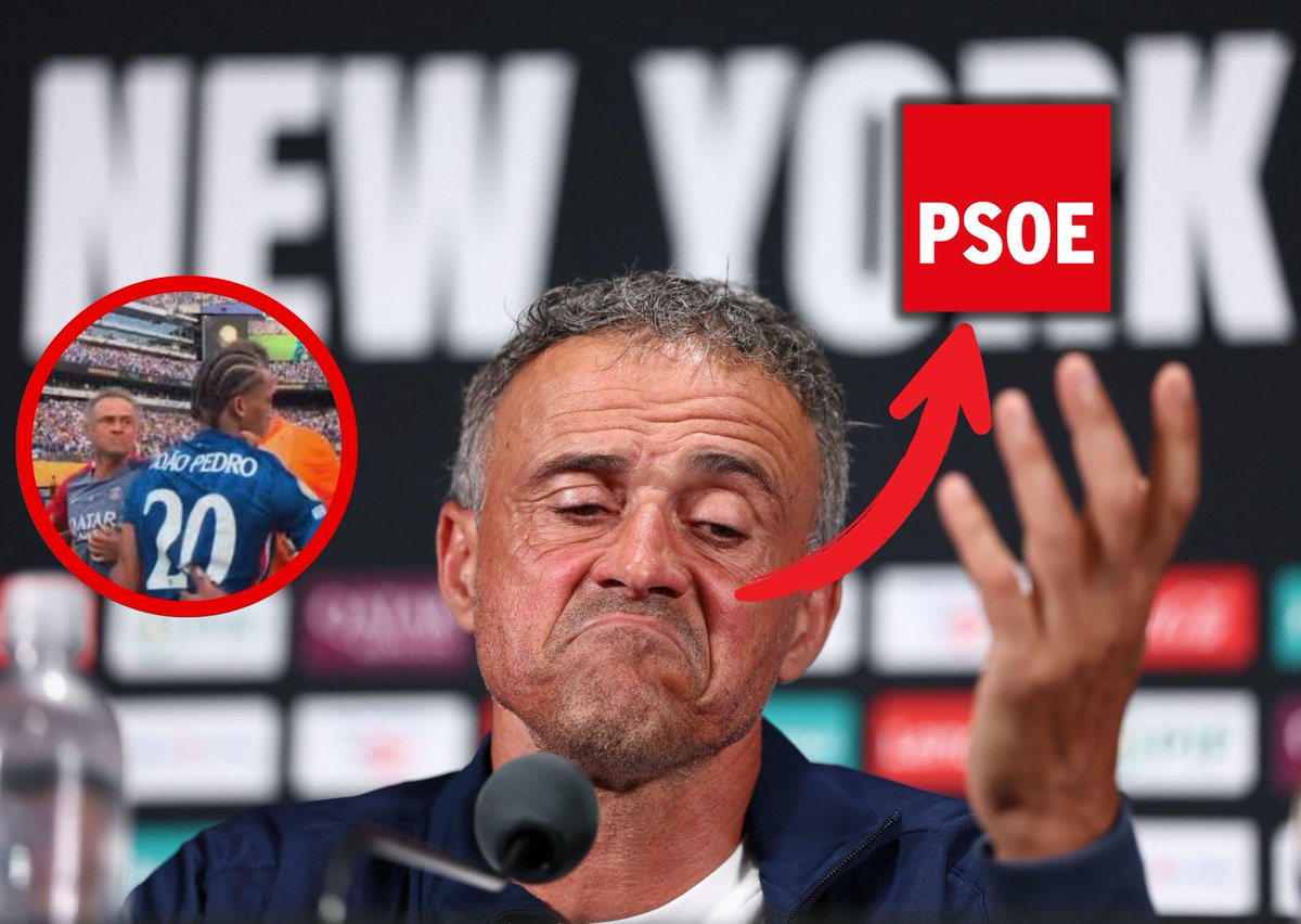 antihacienda's tweet photo. 🔴 Luis Enrique tras agredir a João Pedro:

🗣️ “Fue un calentón, cosas del fútbol. No estoy orgulloso, pero tampoco me avergüenza. Vergüenza me daría votar al PSOE.” https://t.co/mWS3I0zaUE