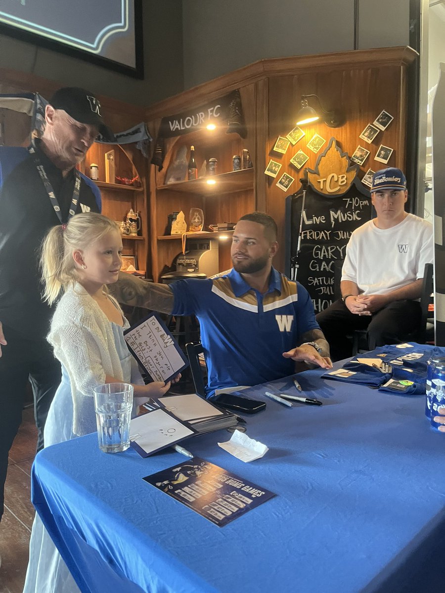tasha_scho's tweet photo. @bradyoliveira thank you for today, you’re helping the next generation love @CFL 🫶🏼… “tell Mr Brady how awesome he is and I can’t wait to see him play next week!” #ForTheW #FanaticFans #section140 https://t.co/1PilEpKers