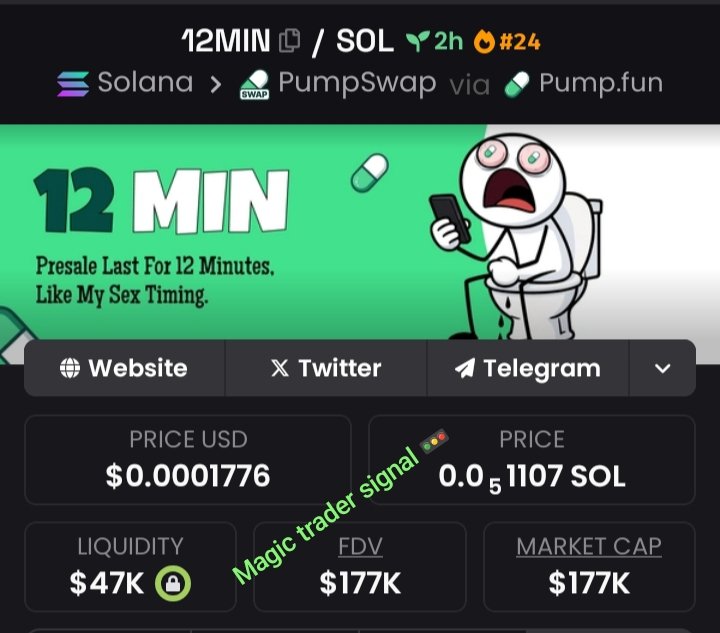 Magictradersig's tweet photo. #12MIN Spotlighted at $177K  To $224K Mcap in my alpha Tg.⚡⚡⚡

Follow+DM to join my Private TG don't dull there's no need to wait cause we're celebrating 🎉 🎇 🦅 🎇 
CA: 7CaAc881XaFScZua2sJK7fnAiBToZLhE4ae1mPripump

#12MIN #solana #memecoin https://t.co/lJ6HQZBdEa