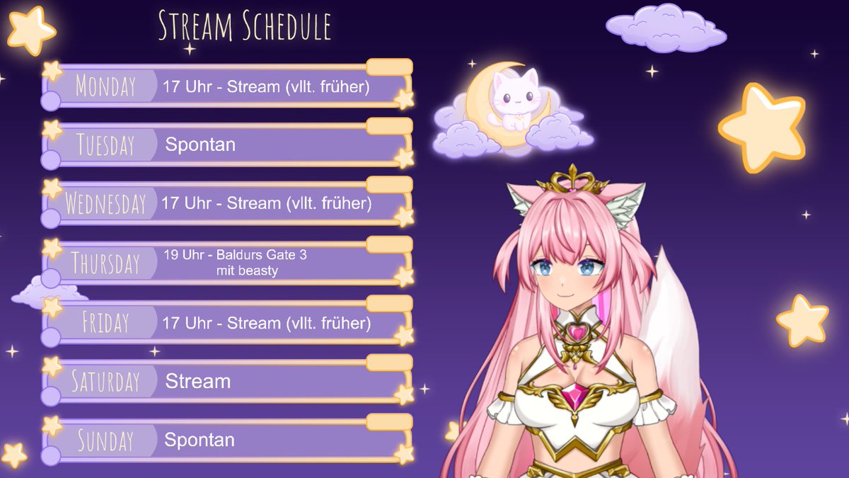 EmylunaVT's tweet photo. Heii zusammen, hier ist mein Streamplan für die kommende Woche :3
14.07.2025 - 20.07.2025 https://t.co/HLqa7fvjr6