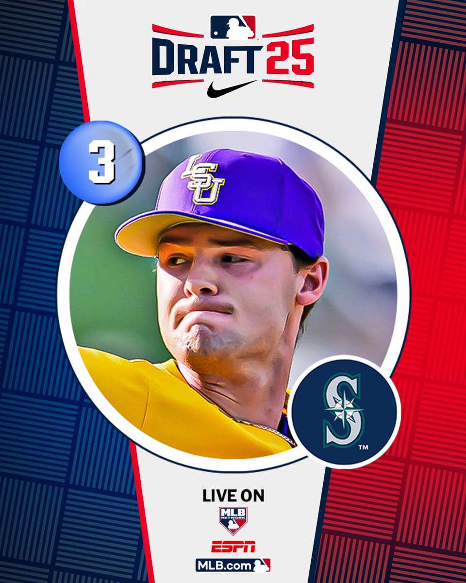 With the 3rd pick in the 2025 Draft, the <a href="/Mariners/">Seattle Mariners</a> select <a href="/LSUbaseball/">LSU Baseball</a> left-handed pitcher Kade Anderson, No. 2 on the Top 250 Draft Prospects list.

Watch LIVE: atmlb.com/40jjQvg