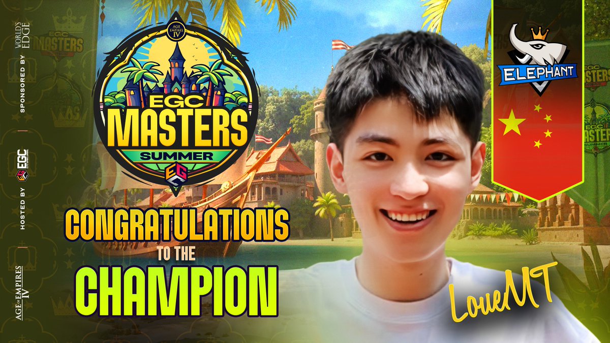 Elite Gaming Channel (@egctv_official) on Twitter photo What a performance by the Chinese star in the EGC Masters Summer!
In a Bo9 series that saw both players trading maps back and forth until game 9, he defeated the multi-titled champion, MarineLorD.
Congratulations to loueMT on his first S-tier victory in <a href="/AgeOfEmpires/">Age of Empires</a> IV! What a performance by the Chinese star in the EGC Masters Summer!
In a Bo9 series that saw both players trading maps back and forth until game 9, he defeated the multi-titled champion, MarineLorD.
Congratulations to loueMT on his first S-tier victory in <a href="/AgeOfEmpires/">Age of Empires</a> IV!
