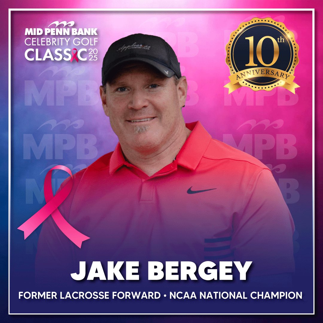 Please join us in welcoming former NCAA National Lacrosse Champion Jake Bergey to the 2025 Mid Penn Bank Celebrity Golf Classic. ⛳ 

Thank you for joining us in supporting breast cancer charities! 🎀 #midpenn4charity #golfclassic2025 #breastcancerawareness #breastcancerresearch