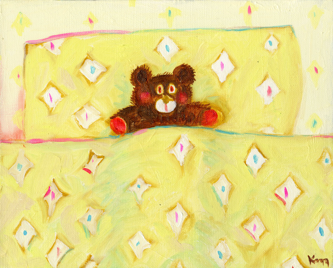 楓真知子　熊さん親子　イラスト原画 楓真知子 熊さん親子 イラスト原画
