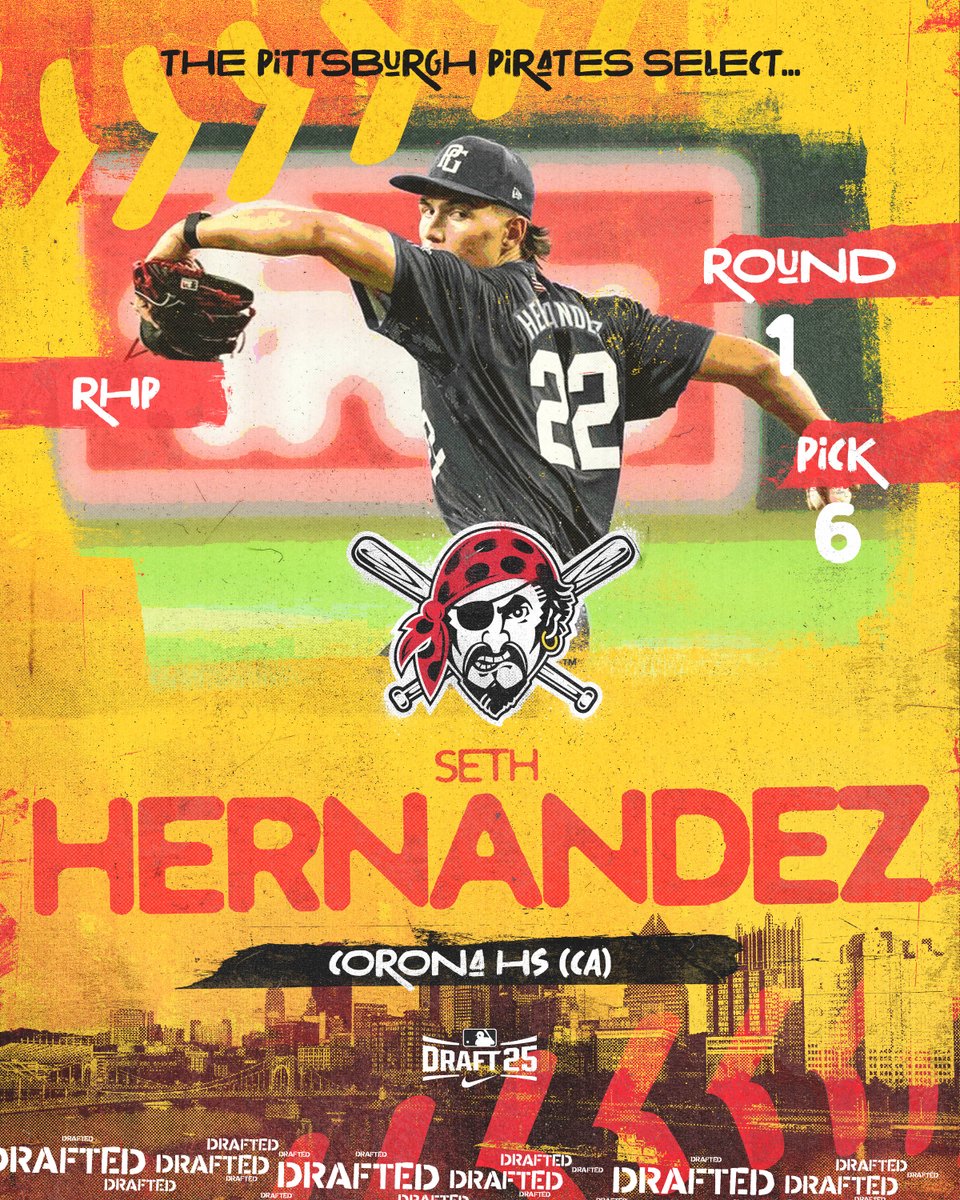 Young Bucs (@youngbucspit) on Twitter photo With the 6th pick in the 2025 MLB Draft, the <a href="/Pirates/">Pittsburgh Pirates</a> select RHP Seth Hernandez. With the 6th pick in the 2025 MLB Draft, the <a href="/Pirates/">Pittsburgh Pirates</a> select RHP Seth Hernandez.