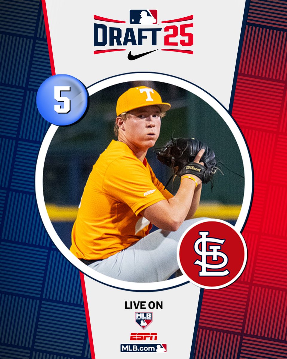 MLB Draft (@mlbdraft) on Twitter photo With the 5th pick in the 2025 Draft, the <a href="/Cardinals/">St. Louis Cardinals</a> select @Vol_baseball left-handed pitcher Liam Doyle, No. 8 on the Top 250 Draft Prospects list.
Watch LIVE: atmlb.com/40jjQvg With the 5th pick in the 2025 Draft, the <a href="/Cardinals/">St. Louis Cardinals</a> select @Vol_baseball left-handed pitcher Liam Doyle, No. 8 on the Top 250 Draft Prospects list.
Watch LIVE: atmlb.com/40jjQvg