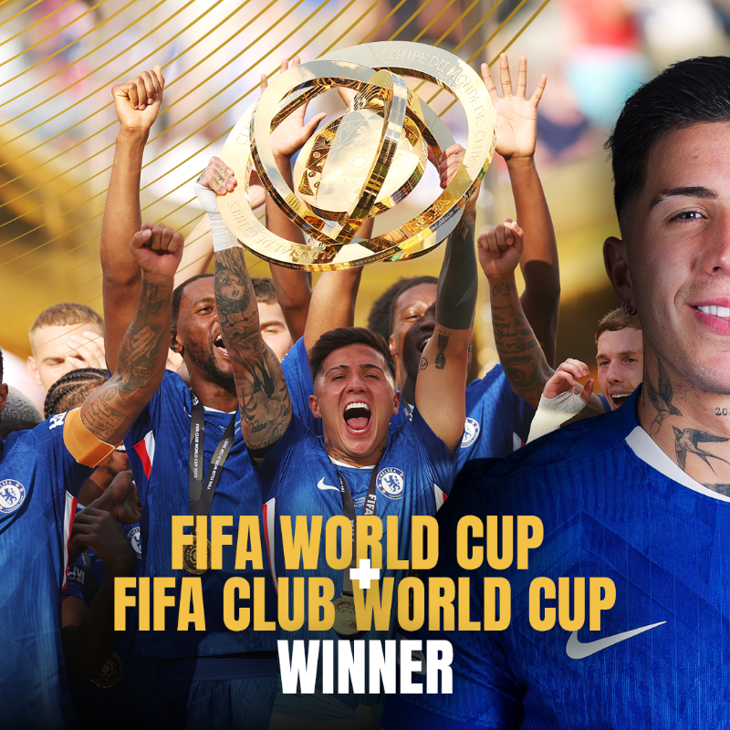 FIFAcom's tweet photo. Take a bow 🏆

Enzo Fernández becomes the only player to have won the @FIFAWorldCup and @FIFACWC 2025 👏