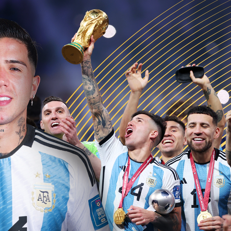 FIFAcom's tweet photo. Take a bow 🏆

Enzo Fernández becomes the only player to have won the @FIFAWorldCup and @FIFACWC 2025 👏