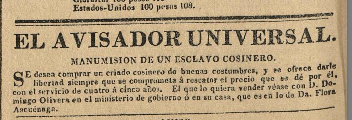 Amo_elCafe's tweet image. Un día de estos, he de emprender (por fin) un trabajo sobre la esclavitud en la prensa latinoamericana de primeras décadas del XIX.
Llevo tiempo interesada en el rastreo de avisos, anuncios de venta y compra de esclavizados, recompensa por huidos, etc.
(Argos de Buenos Aires📸)