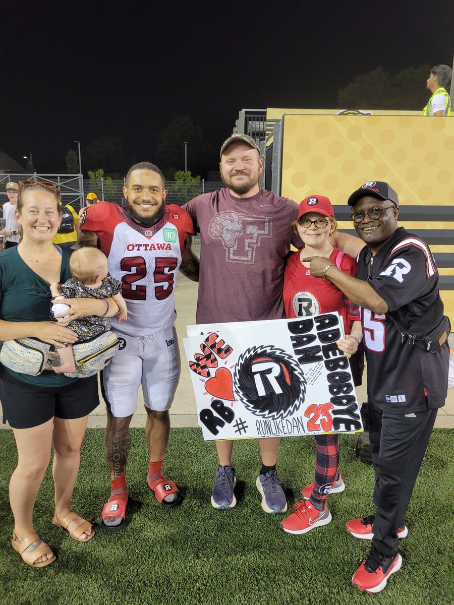 It was so great seeing all of you last night. Made our OL at Bryant stronger every time he ran behind them and the type of guy you love blocking for! Proud of you Dan! Keep crushing it in the CFL!