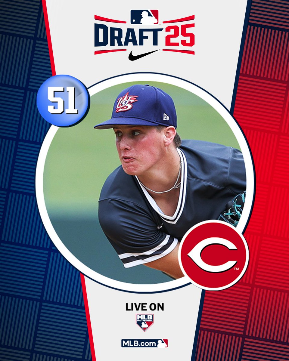 With the 51st pick in the 2025 Draft, the <a href="/Reds/">Cincinnati Reds</a> select Trinity Christian Academy (FL) right-handed pitcher Aaron Watson, No. 45 on the Top 250 Draft Prospects list.

Watch LIVE: atmlb.com/40jjQvg