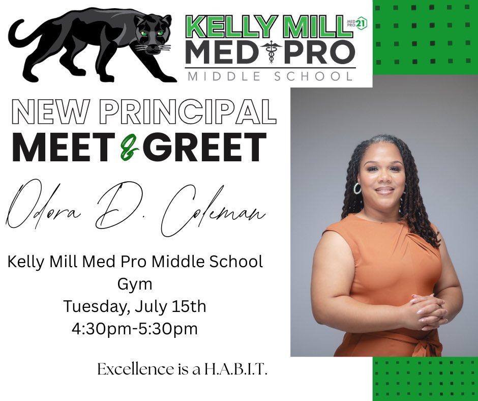 Longleaf Middle (@longleafmiddle) on Twitter photo Kelly Mill Med Pro Middle School Families - Make sure that you’re in the KM gym Tuesday, July 15th from 4:30pm - 5:30pm to support your new principal- Mrs. Odora Coleman. <a href="/KMMPMPanthers/">Kelly Mill Med Pro Middle</a> <a href="/RichlandTwo/">Richland School District Two</a> Kelly Mill Med Pro Middle School Families - Make sure that you’re in the KM gym Tuesday, July 15th from 4:30pm - 5:30pm to support your new principal- Mrs. Odora Coleman. <a href="/KMMPMPanthers/">Kelly Mill Med Pro Middle</a> <a href="/RichlandTwo/">Richland School District Two</a>