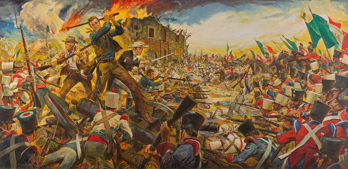 OfficialAlamo's tweet image. July's artifact of the month is this Battle of the Alamo painting! 🎨
This painting was produced for the motion picture ”The Alamo” in 1960. This is an iconic image portraying David Crockett, James Bowie, and more fighting against the Mexican Army at the Battle of the Alamo.