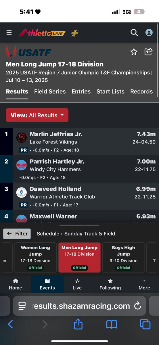 MJJR4_'s tweet image. had a great weekend at the
USATF IL Junior Olympics! jumped a new PB of 24ft 4.5in in the long jump and also qualified for the 200 meter dash and 100 meter dash @MarylandTrack @CalTFXC @BadgerTrackXC @EIU_TF @CycloneTrackXC @IowaXC_TF @ChiStateTFXC @RedbirdTFXC @IlliniTrackXC