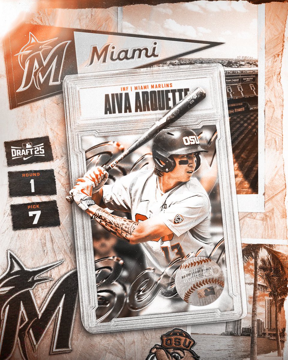 Oregon State Baseball (@beaverbaseball) on Twitter photo From Corvallis to Miami ... <a href="/AivaArquette/">Aiva Arquette</a> goes seventh overall to the Marlins!
#GoBeavs From Corvallis to Miami ... <a href="/AivaArquette/">Aiva Arquette</a> goes seventh overall to the Marlins!
#GoBeavs