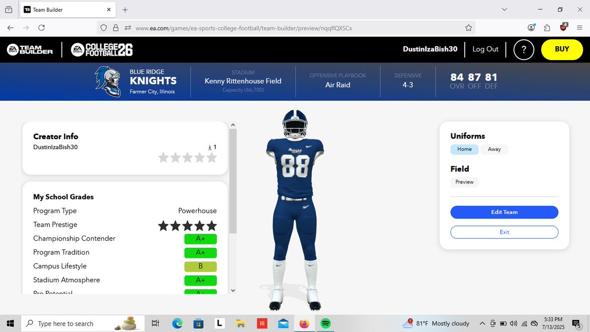 TonyCheek6764's tweet photo. Made this in @EASPORTSCollege if anyone else out there plays @BRCUSD18 @HOIConference https://t.co/jKuewUhEKG