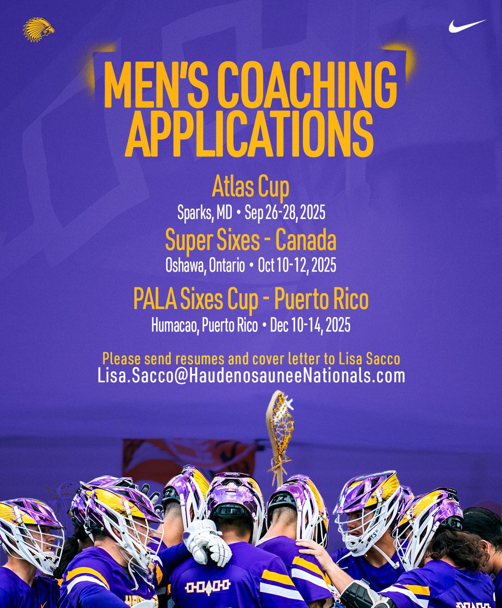 HAU_Nationals's tweet image. A busy fall and winter of Sixes lacrosse is on its way!
We are seeking men's coaches and support staff for three events taking place in September, October and December
Candidates may send resumes and cover letters to Lisa Sacco at Lisa.Sacco@HaudenosauneeNationals.com