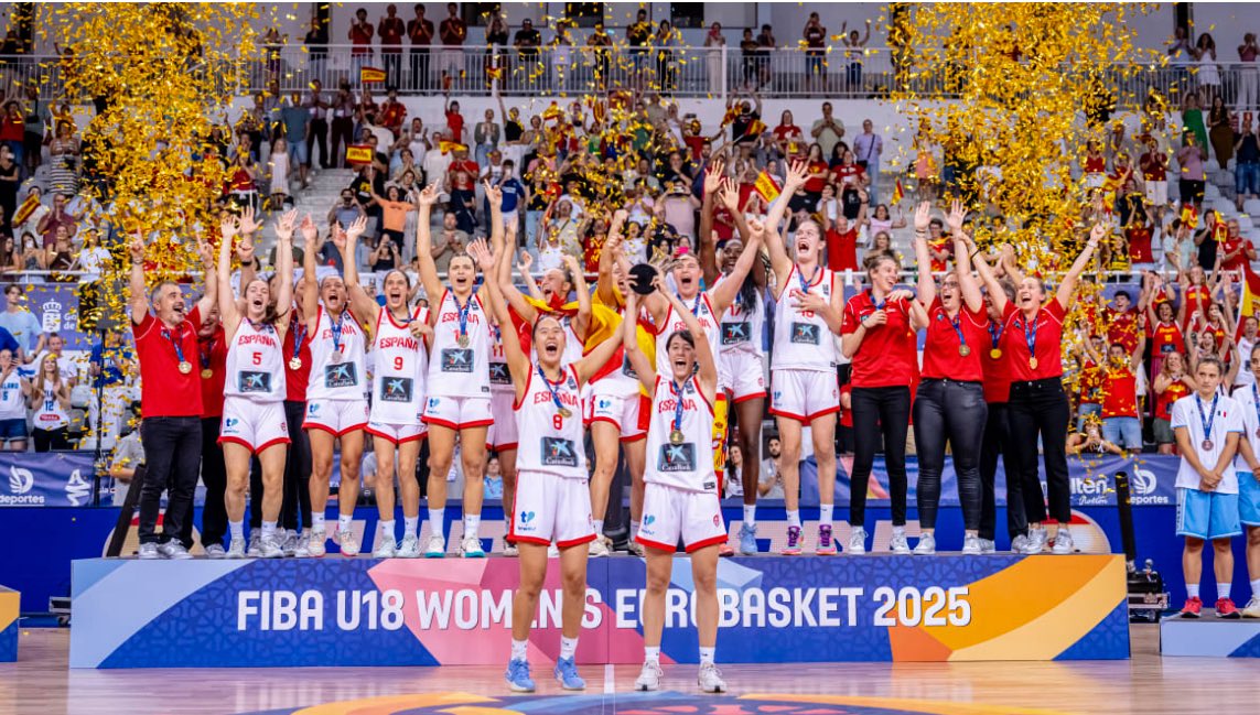 JohnHobbsTB's tweet image. Spain claimed their first U18 @EuroBasketWomen trophy since 2015 by beating Finland with France capturing bronze. The recap of an enthralling final day in La Palma
fiba.basketball/en/events/fiba…