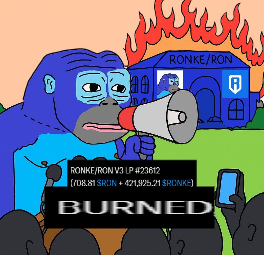 SOME PROJECTS SELL $RON

WE BURN $RON

THE FIRST COMMUNITY ON <a href="/Ronin_Network/">Ronin</a> TO DO IT

$RONKE KEEP BUILDING