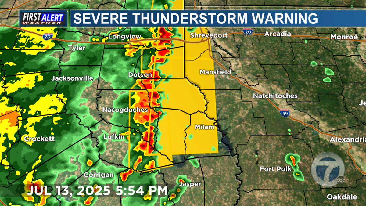 A Severe T-Storm Warning has been issued until Jul 13 7:00PM. More info at kltv.com/weather/alerts… and on the KLTV weather app.