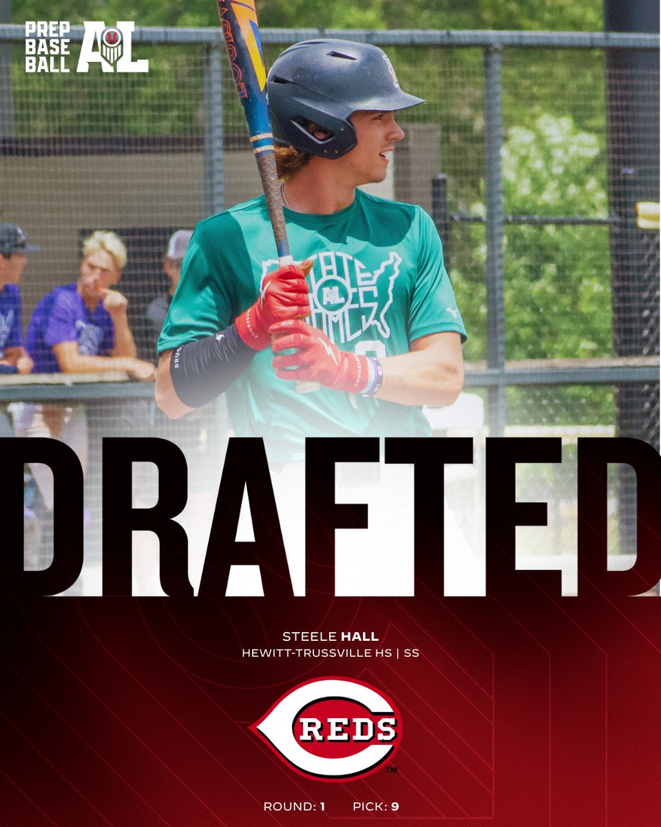 Prep Baseball Alabama (@prepbaseballal) on Twitter photo ๐๐จ๐ฎ๐ง๐ ๐ | ๐๐ข๐๐ค ๐: ๐๐ ๐๐ญ๐๐๐ฅ๐ ๐๐๐ฅ๐ฅ
The <a href="/Reds/">Cincinnati Reds</a> have selected SS Steele Hall (@Hewitt_Baseball) with the 9th pick of the 2025 #MLBDraft.
๐: loom.ly/RGmj5q0 || <a href="/PB_DraftHQ/">Prep Baseball Draft HQ</a> ๐๐จ๐ฎ๐ง๐ ๐ | ๐๐ข๐๐ค ๐: ๐๐ ๐๐ญ๐๐๐ฅ๐ ๐๐๐ฅ๐ฅ
The <a href="/Reds/">Cincinnati Reds</a> have selected SS Steele Hall (@Hewitt_Baseball) with the 9th pick of the 2025 #MLBDraft.
๐: loom.ly/RGmj5q0 || <a href="/PB_DraftHQ/">Prep Baseball Draft HQ</a>