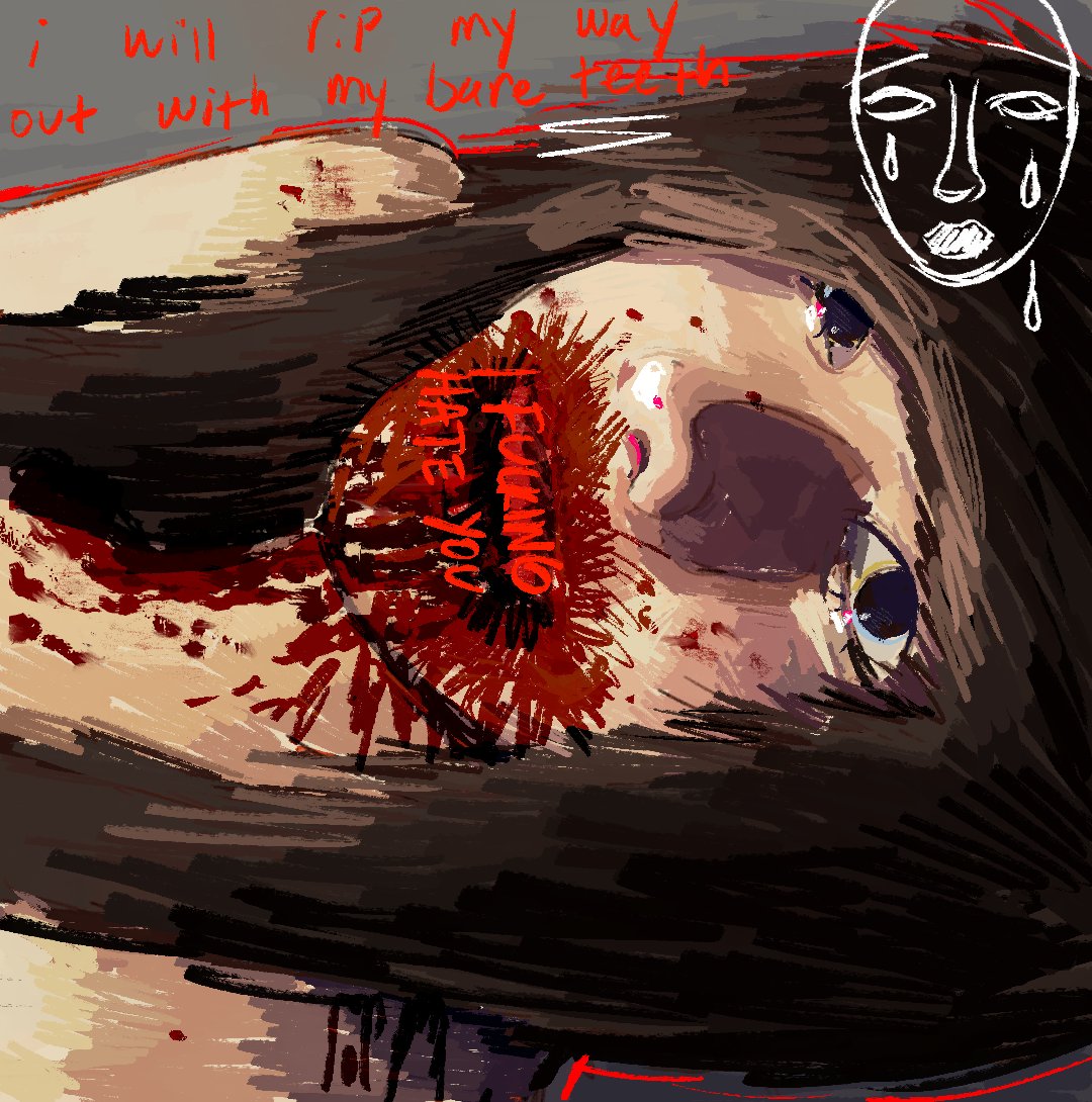 morgyue's tweet photo. double post i dgaf  hello dear oc of mine who has not seen the light of day in a straight year #oc #digitalart #originalcharacter #horror #gore #guro #persona https://t.co/L2k4sh4UB5