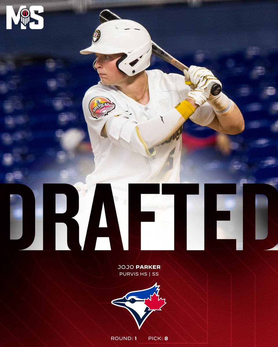 Prep Baseball Mississippi (@prepbaseballms) on Twitter photo ๐๐จ๐ฎ๐ง๐ ๐, ๐๐ข๐๐ค ๐: ๐๐ ๐๐จ๐๐จ ๐๐๐ซ๐ค๐๐ซ ๐
+ The <a href="/BlueJays/">Toronto Blue Jays</a> have selected SS JoJo Parker (@Parker2JoJo; @PurvisBaseball) with the 8th pick of the 2025 #MLBDraft.
๐ค: loom.ly/I5A4w_A // <a href="/PB_DraftHQ/">Prep Baseball Draft HQ</a> ๐๐จ๐ฎ๐ง๐ ๐, ๐๐ข๐๐ค ๐: ๐๐ ๐๐จ๐๐จ ๐๐๐ซ๐ค๐๐ซ ๐
+ The <a href="/BlueJays/">Toronto Blue Jays</a> have selected SS JoJo Parker (@Parker2JoJo; @PurvisBaseball) with the 8th pick of the 2025 #MLBDraft.
๐ค: loom.ly/I5A4w_A // <a href="/PB_DraftHQ/">Prep Baseball Draft HQ</a>