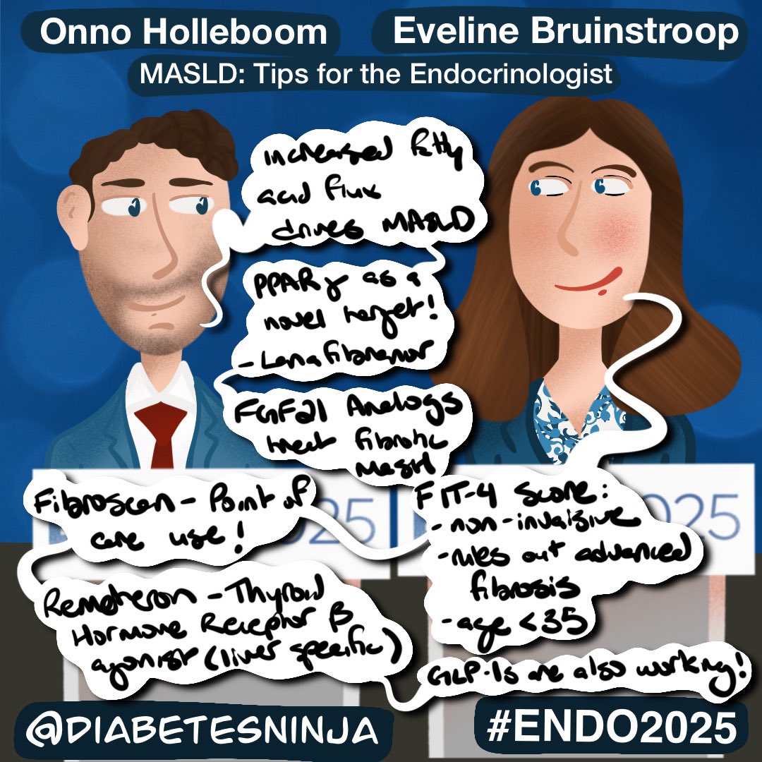Stephen Stone, MD (@diabetesninja) on Twitter photo Meet the professors at #ENDO2025!
Onno Holleboom & Eveline Bruinstroop shared key tips for managing MASLD:
📈 FibroScan & FIT-4 = essential, non-invasive tools
🧬 GLP-1s & THRβ agonists also showing promise
<a href="/TheEndoSociety/">Endocrine Society</a> Meet the professors at #ENDO2025!
Onno Holleboom & Eveline Bruinstroop shared key tips for managing MASLD:
📈 FibroScan & FIT-4 = essential, non-invasive tools
🧬 GLP-1s & THRβ agonists also showing promise
<a href="/TheEndoSociety/">Endocrine Society</a>