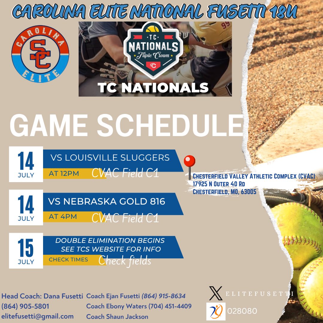 Kailey Jackson (@kailey_jackson4) on Twitter photo Last tournament of the season with <a href="/EliteFusetti/">Carolina Elite SC Nat’l - Fusetti</a> !Excited to play with these girls!! Coaches, come out and watch!!
<a href="/CofCSoftball/">Charleston Softball</a> <a href="/amanda_daneker/">Amanda Daneker-McMahon</a>
<a href="/SamfordSB/">Samford Softball</a>
<a href="/TroyTrojansSB/">Troy Softball</a>
<a href="/UConnSoftball/">UConn Softball</a>
<a href="/UAB_SB/">UAB Softball</a>
<a href="/CharlotteSB/">Charlotte Softball</a> <a href="/UNCSoftball/">Carolina Softball</a>
<a href="/LionUpSoftball/">Southeastern Softball</a> <a href="/FAUSoftball/">Florida Atlantic Softball</a>
<a href="/rwwagner/">Bill Wagner</a>
<a href="/CoachmilliSB/">Cheryl Milligan</a> Last tournament of the season with <a href="/EliteFusetti/">Carolina Elite SC Nat’l - Fusetti</a> !Excited to play with these girls!! Coaches, come out and watch!!
<a href="/CofCSoftball/">Charleston Softball</a> <a href="/amanda_daneker/">Amanda Daneker-McMahon</a>
<a href="/SamfordSB/">Samford Softball</a>
<a href="/TroyTrojansSB/">Troy Softball</a>
<a href="/UConnSoftball/">UConn Softball</a>
<a href="/UAB_SB/">UAB Softball</a>
<a href="/CharlotteSB/">Charlotte Softball</a> <a href="/UNCSoftball/">Carolina Softball</a>
<a href="/LionUpSoftball/">Southeastern Softball</a> <a href="/FAUSoftball/">Florida Atlantic Softball</a>
<a href="/rwwagner/">Bill Wagner</a>
<a href="/CoachmilliSB/">Cheryl Milligan</a>
