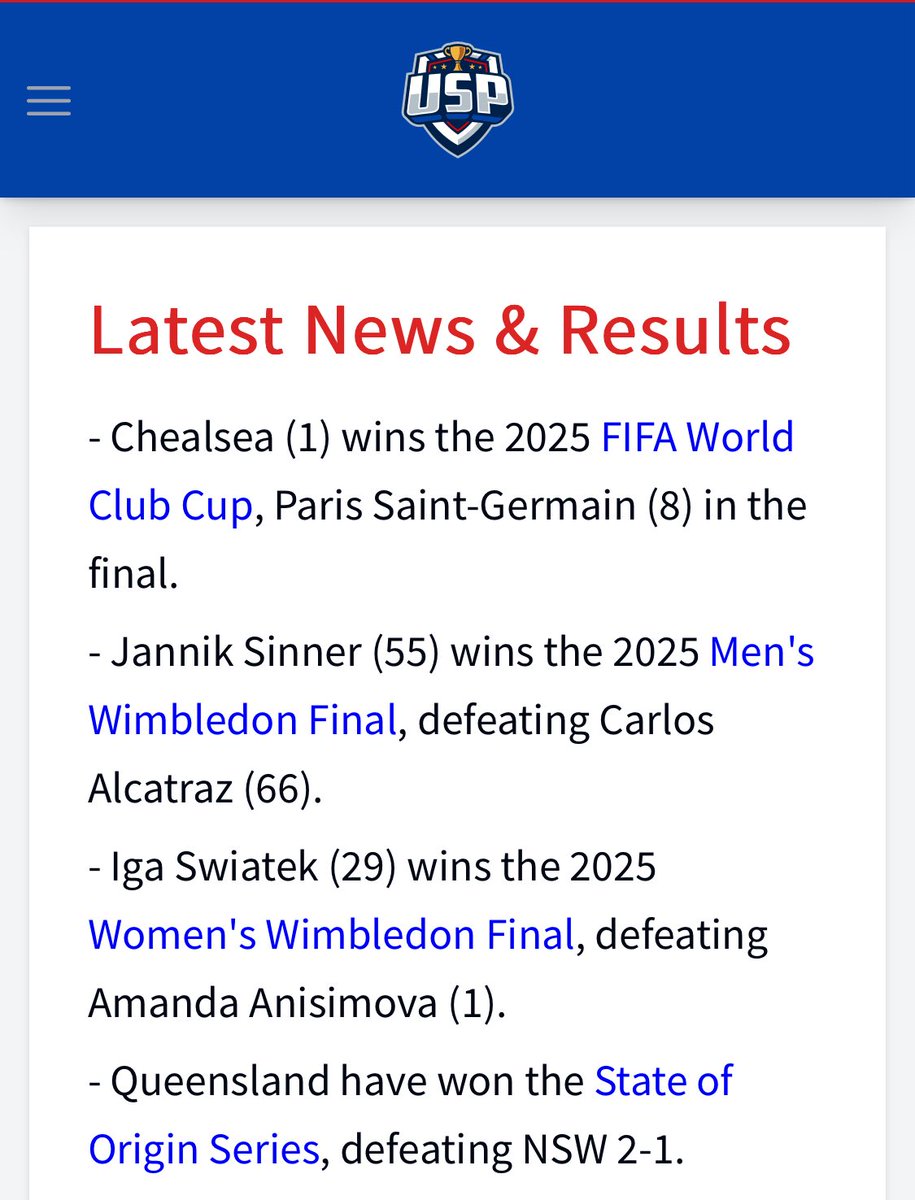 USPunter's tweet photo. Plenty happening in the world of sports this week and subsequently there’s plenty of changes to the leaderboard too.
#USP25 https://t.co/vPzcCIK2Xd