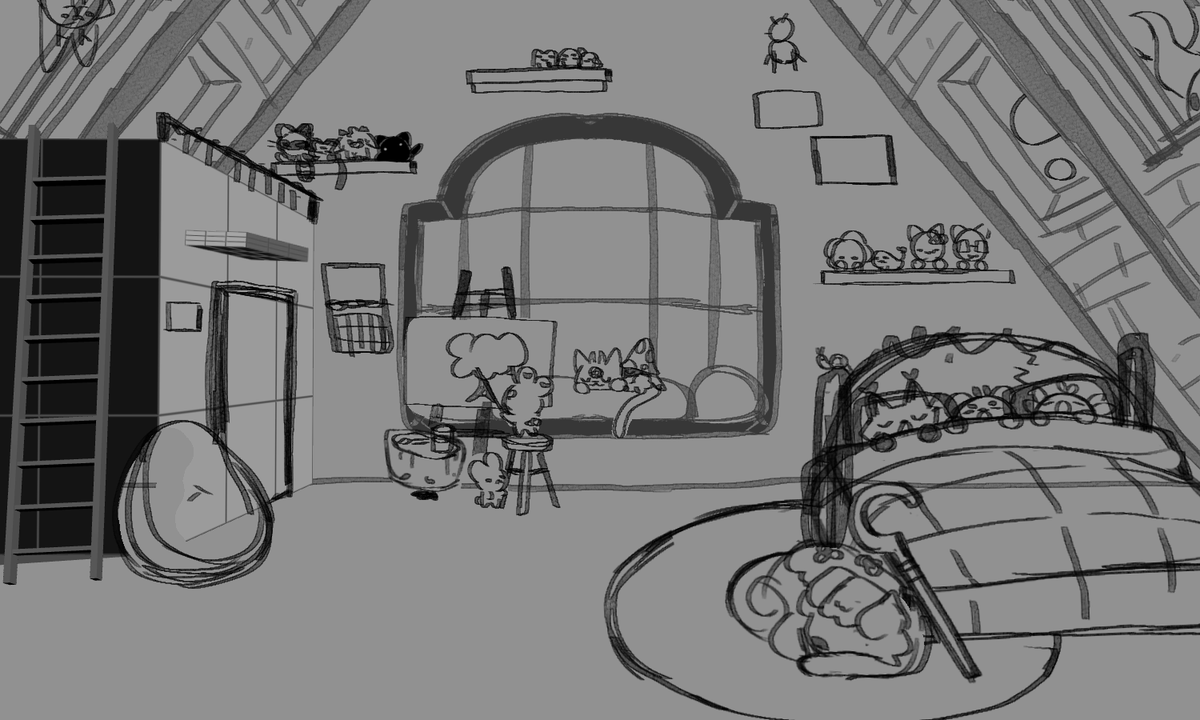 finally working on a bedroom for myself... any moots wanna hang out in my cabin?? :3c 🏕️